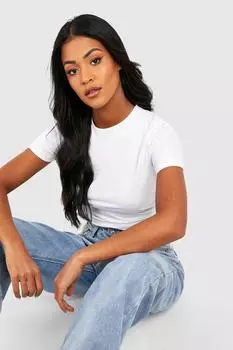 Высокая базовая футболка из смешанного хлопка с короткими рукавами Boohoo, белый