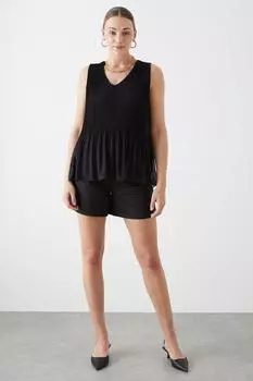 Высокая блузка без рукавов со складками Dorothy Perkins, черный
