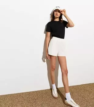 Высокая черная хлопковая футболка с круглым вырезом New Look, черный