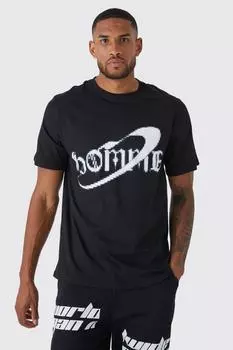 Высокая футболка homme с пиксилированным изображением Boohoo, черный