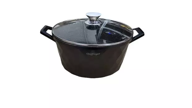 Высокая кастрюля Cheffinger DIAMOND с силиконовыми ручками, 32см Scheffinger, черный
