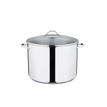 Высокая кастрюля Kelomat со стеклянной крышкой Classico 30 см, 15 литров, индукционная нержавеющая сталь Riess