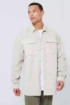 Высокая рубашка из плотного денима Boohoo, песочный