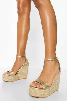 Высокая танкетка Barely There металлик boohoo, золото