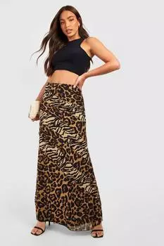 Высокая юбка-комбинация из шифона авитализации Boohoo, коричневый