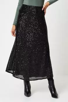 Высокая юбка-миди с пайетками Dorothy Perkins, черный