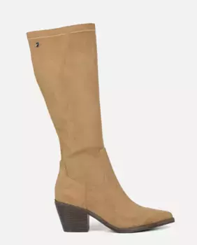 Высокие бархатные женские сапоги на низком каблуке Gioseppo, цвет Camel