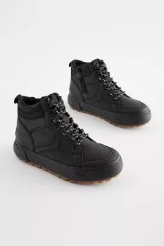 Высокие ботинки на шнуровке Next, черный