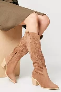 Высокие ботинки в стиле вестерн Judie без подкладки с стежками Oasis, бежевый