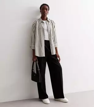 Высокие черные широкие брюки строгого кроя New Look, черный