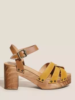 Высокие деревянные сабо из витой кожи White Stuff, средний желтый