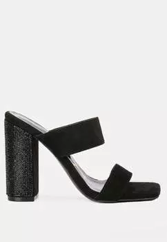 Высокие дерзкие босоножки, украшенные стразами London Rag, черный