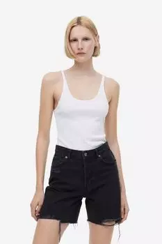 Высокие джинсовые шорты-бермуды H&M, черный