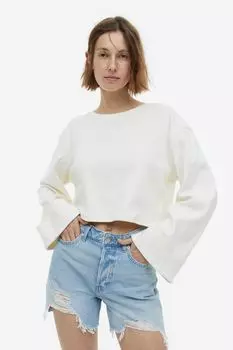 Высокие джинсовые шорты-бермуды H&M, светло-синий деним