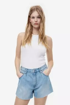 Высокие джинсовые шорты H&M, светло-синий деним