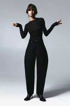 Высокие джинсы Barrel H&M, черный