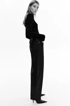 Высокие джинсы barrel H&M, черный