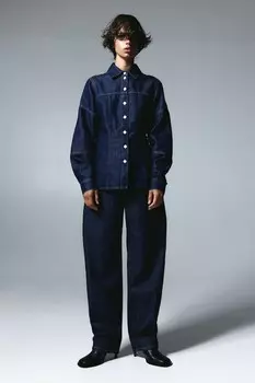 Высокие джинсы Barrel H&M, синий