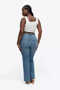 Высокие джинсы bootcut с пышной посадкой H&M, синий