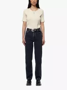 Высокие джинсы из чистого органического хлопка Nudie Jeans, черный