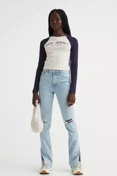 Высокие джинсы скинни H&M, светло-голубой деним