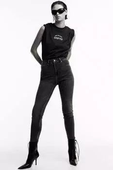 Высокие джинсы скинни H&M, синий