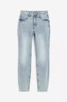 Высокие джинсы скинни H&M, светло-голубой