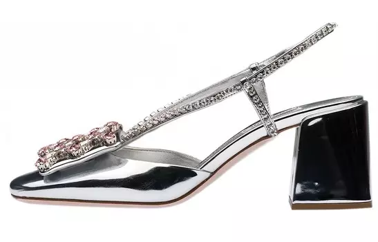 Высокие каблуки женские серебристые Miu Miu