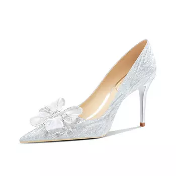 Высокие каблуки женские серебристые Rose Castle