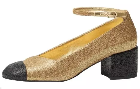 Высокие каблуки женские золотые Chanel