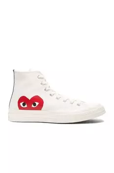Высокие кеды Converse из плотной ткани с крупной эмблемой Comme Des Garcons Play, белый