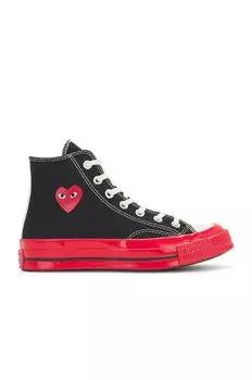 Высокие кеды Converse с красной подошвой Comme Des Garcons Play, черный