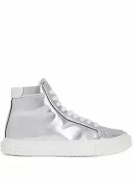 Высокие кеды Ecoblabber с эффектом металлик Giuseppe Zanotti, серебяный