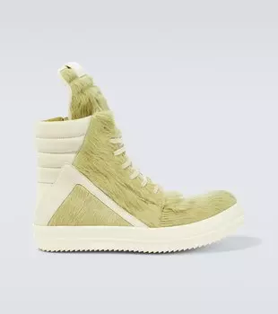 Высокие кеды geobasket из телячьего волоса Rick Owens, бежевый