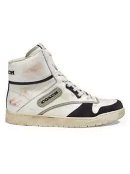 Высокие кеды из состаренной кожи COACH, белый