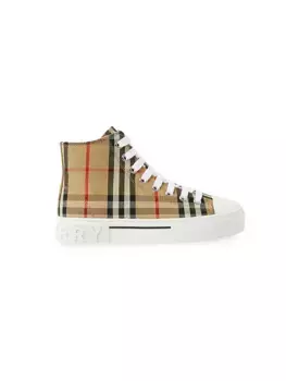 Высокие кеды Little Kid's & Kid's New в клетку Mini Jack Burberry, цвет archive beige check