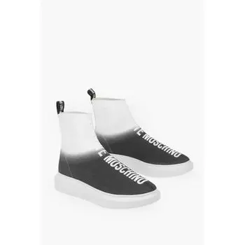 Высокие кеды LOVE с затененным носком и вышитым логотипом Moschino, Black and White