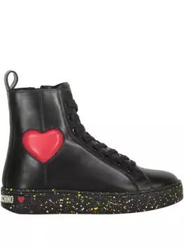 Высокие кеды с сердечками Love Moschino, черный
