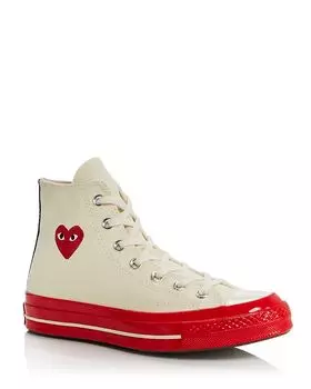 Высокие кеды унисекс с красной подошвой из коллаборации с Converse Comme Des Garcons