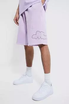 Высокие короткие шорты с графическим стразами оверсайз Boohoo, сиреневый