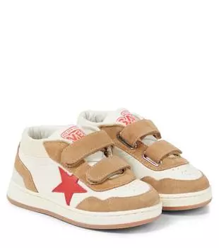 Высокие кожаные кеды June Basket Golden Goose Kids, цвет white/tabacco/red/cream