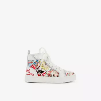 Высокие кожаные кроссовки Funnytopi с графическим принтом для 4–9 лет Christian Louboutin, мультиколор