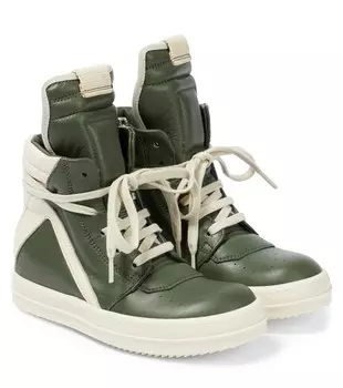 Высокие кожаные кроссовки Geobasket Rick Owens, зеленый