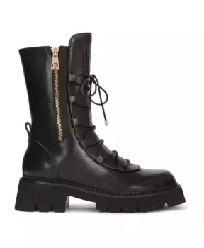 Высокие кожаные сапоги, украшенные молниями. Kazar, черный