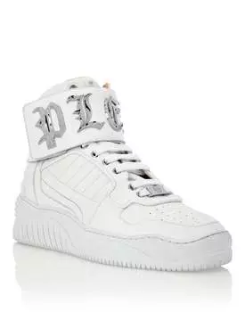 ВЫСОКИЕ КРОССОВКИ GOTHIC PLEIN Philipp Plein, цвет White/Nickel