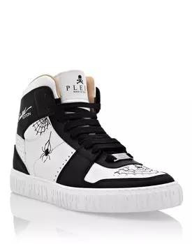 ВЫСОКИЕ КРОССОВКИ NOTORIOUS LEATHER KING POWER Philipp Plein, цвет White / Black