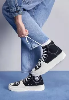 Высокие кроссовки Converse Chuck Taylor All Star Construct Unisex, черный / белый винтаж