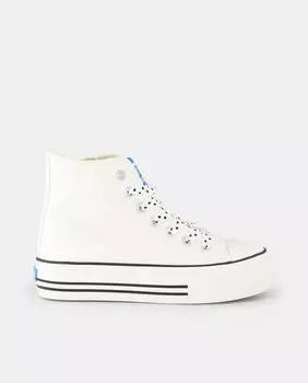 Высокие кроссовки для девочек в форме шлема на платформе и в горошек Mustang, белый