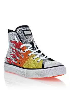 Высокие кроссовки Flames Megastar Philipp Plein, цвет White / Red