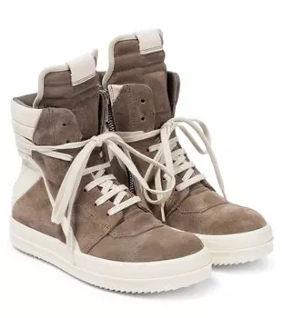 Высокие кроссовки Geobasket из замши и кожи Rick Owens, коричневый